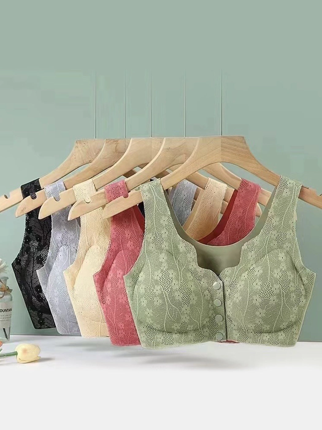 Lace Seamless Front Closure Vest-Style Wire-Free Bra
