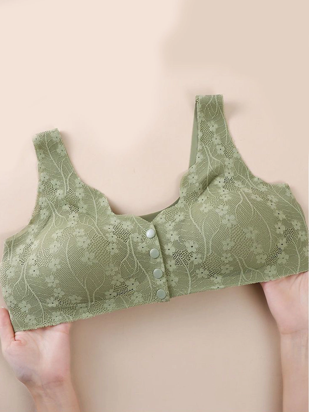 Lace Seamless Front Closure Vest-Style Wire-Free Bra