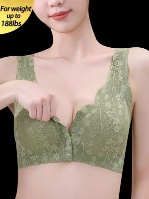Lace Seamless Front Closure Vest-Style Wire-Free Bra
