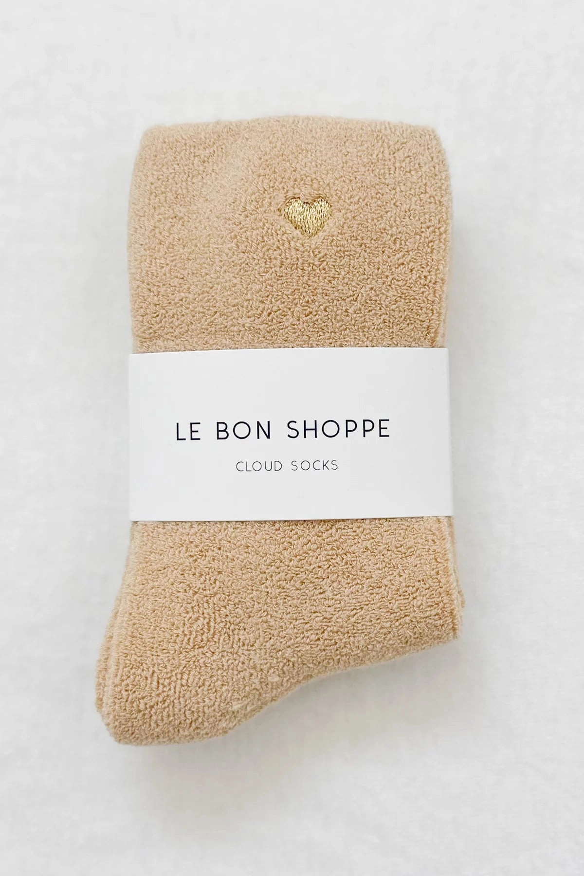 Le Bon Shoppe Embroidered French Vanilla Gold Heart Socks