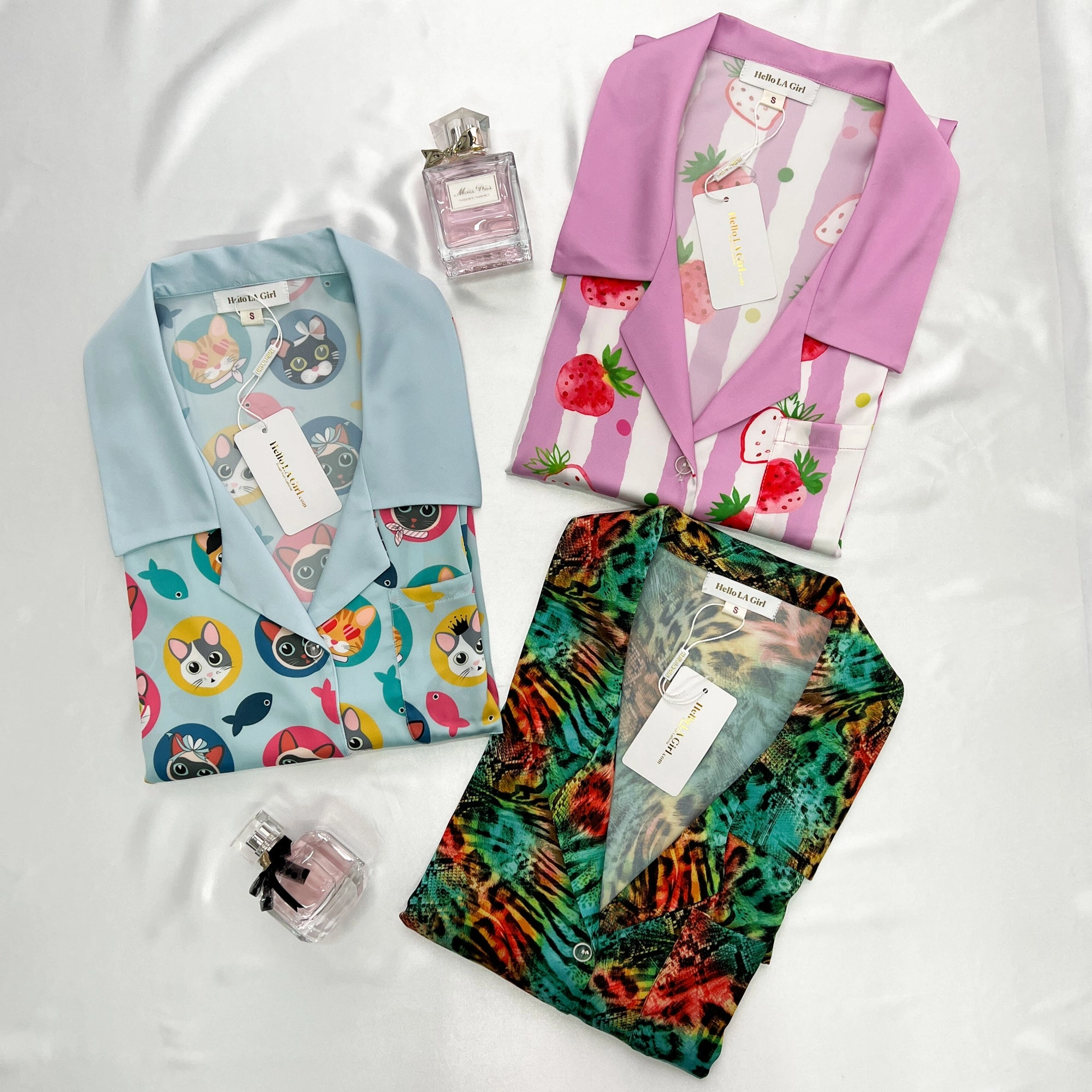 Leopard Pink Sleep Shirt Silky Satin Pajamas Sleepshirt