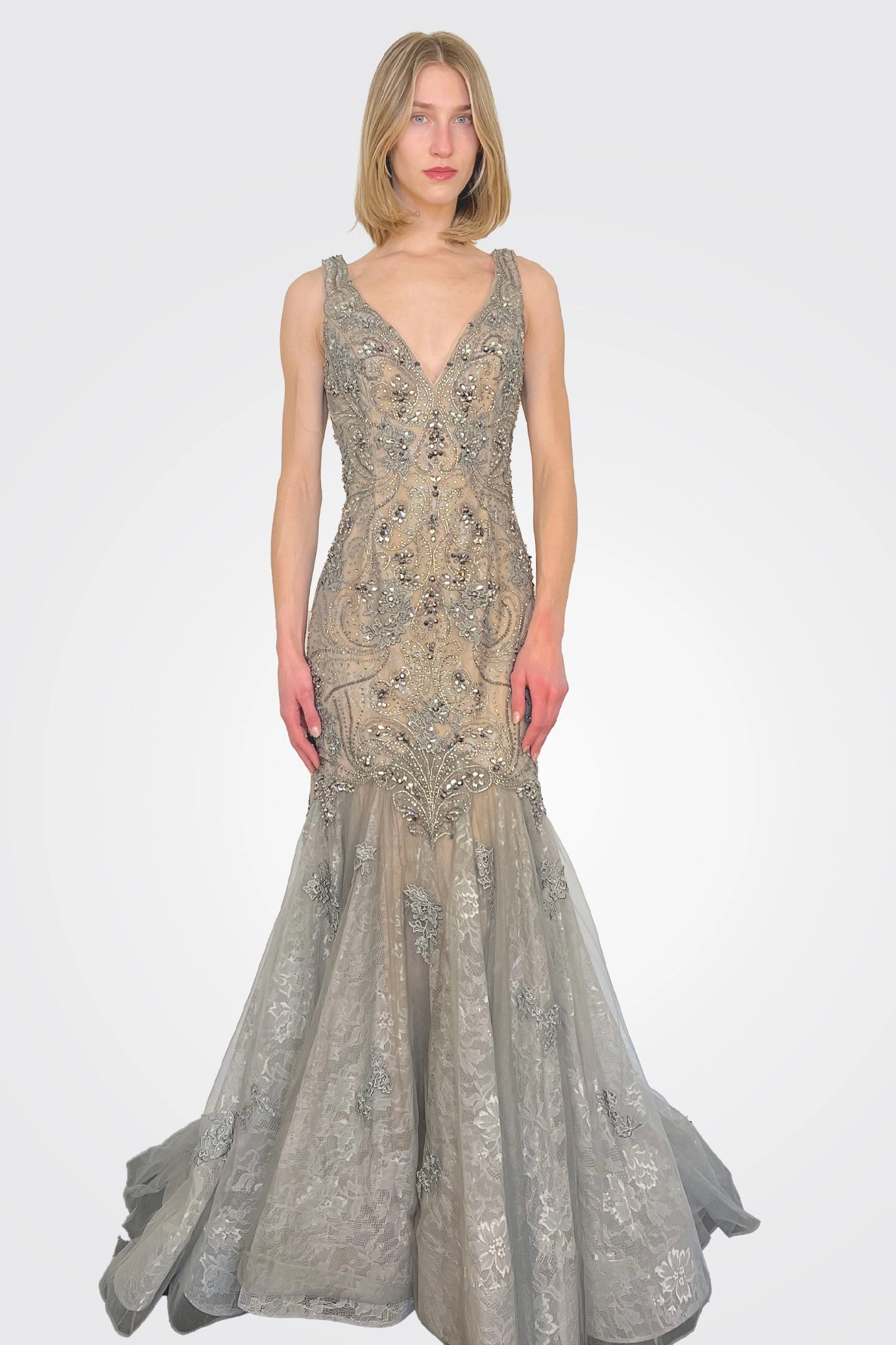 Mermaid Sequence Gown - Gunmetal