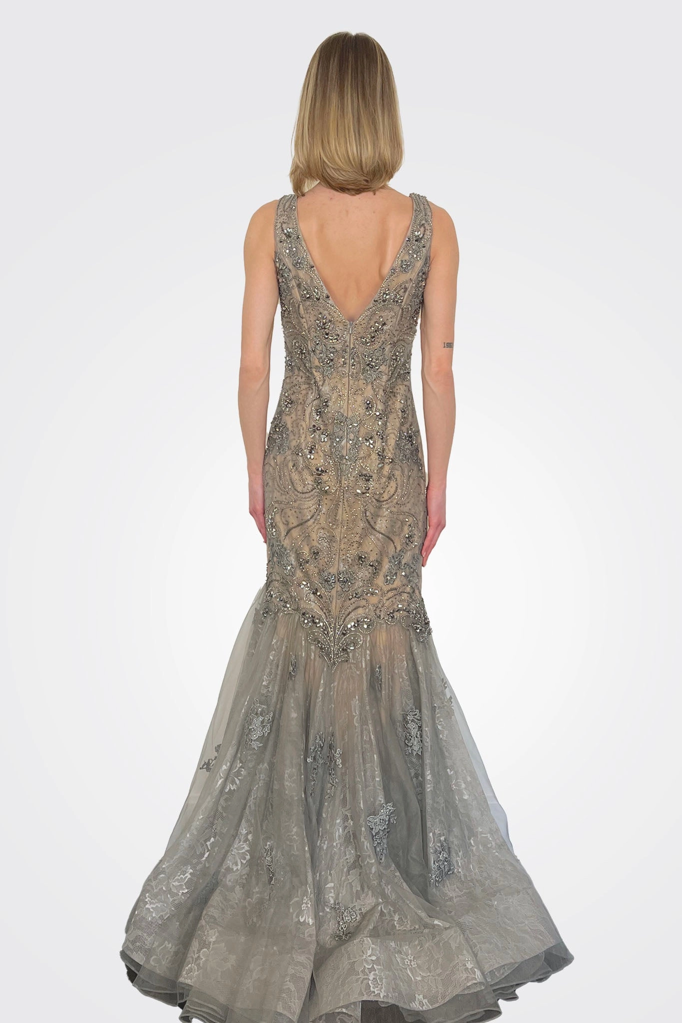 Mermaid Sequence Gown - Gunmetal
