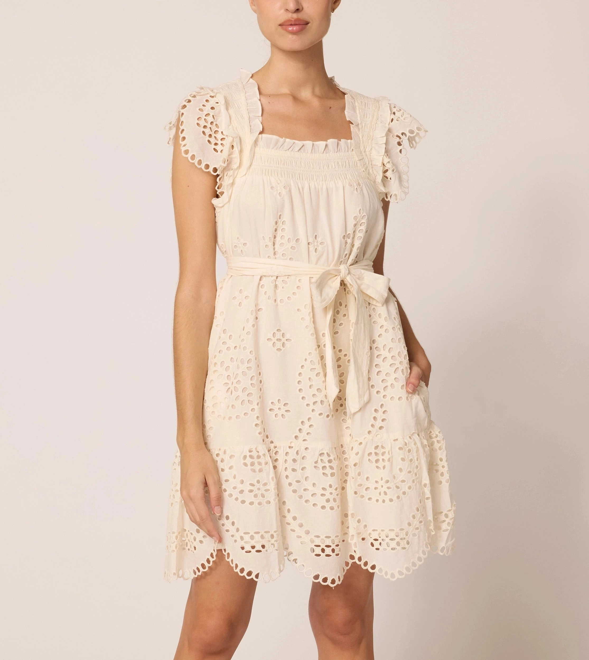 Mireya Mini Dress | Ivory Eyelet