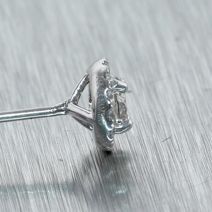 Modern 14k White Gold 0.65ctw Diamond Halo Stud Earrings