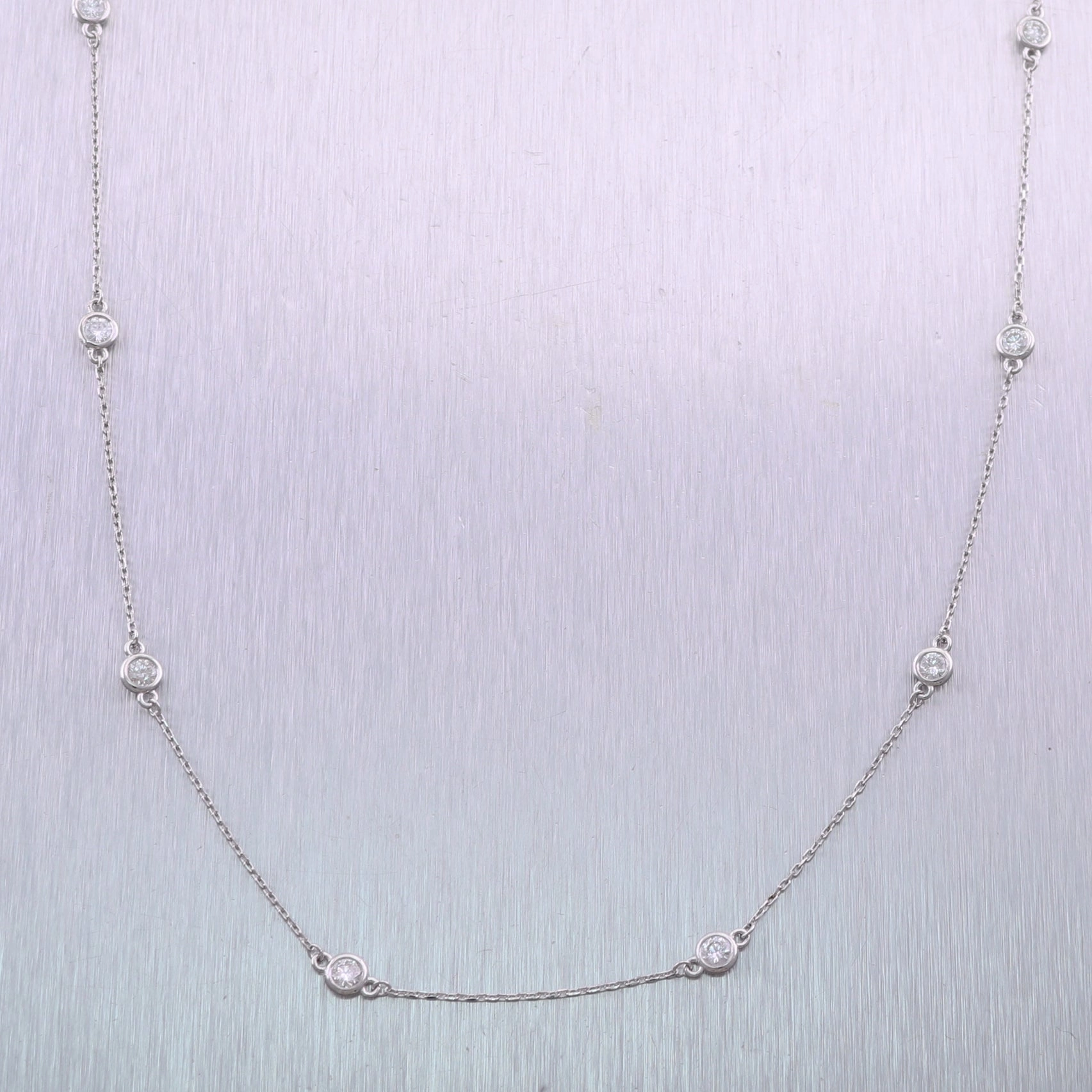 Modern 14k White Gold 1.01ctw Diamonds By The Yard 18" Necklace