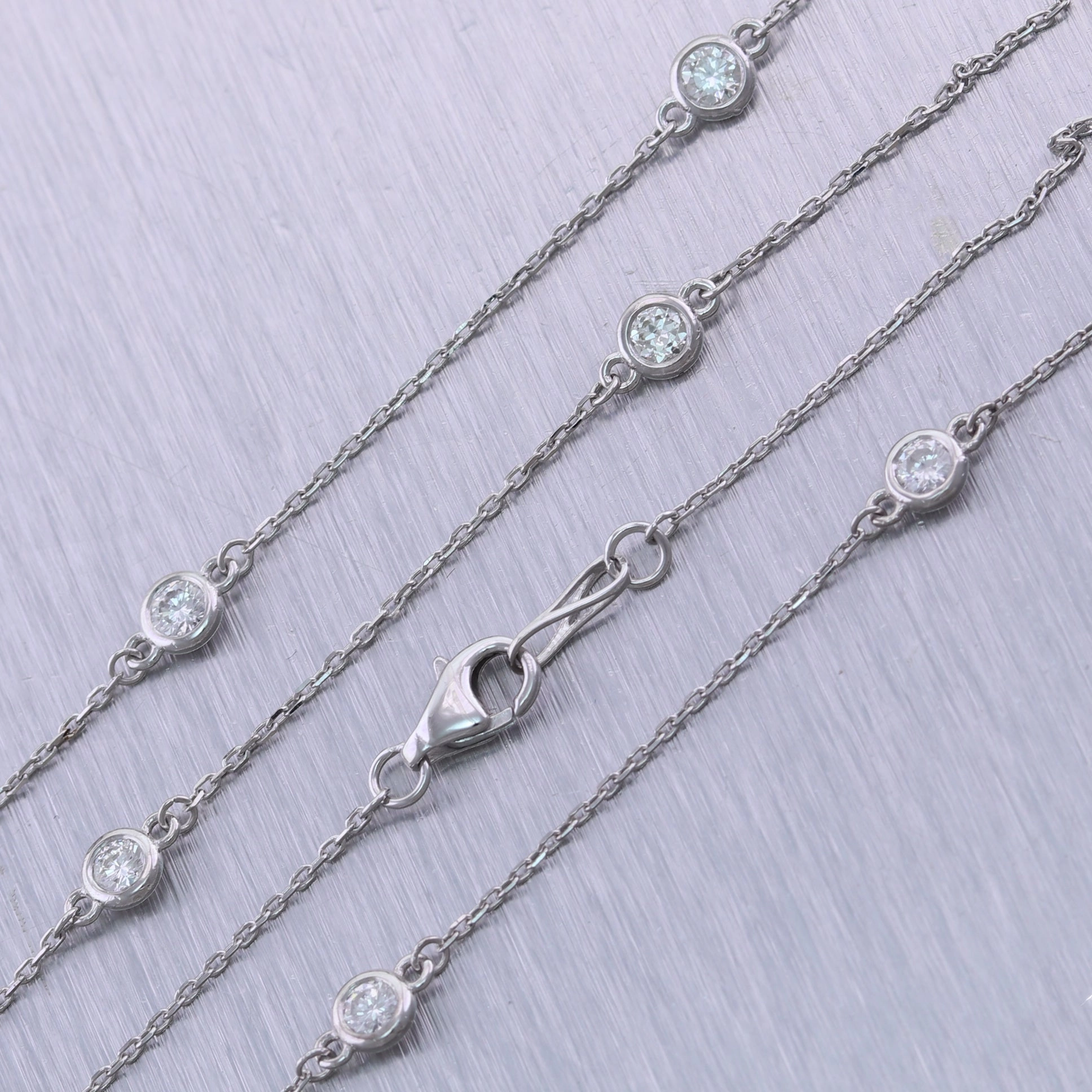 Modern 14k White Gold 1.01ctw Diamonds By The Yard 18" Necklace