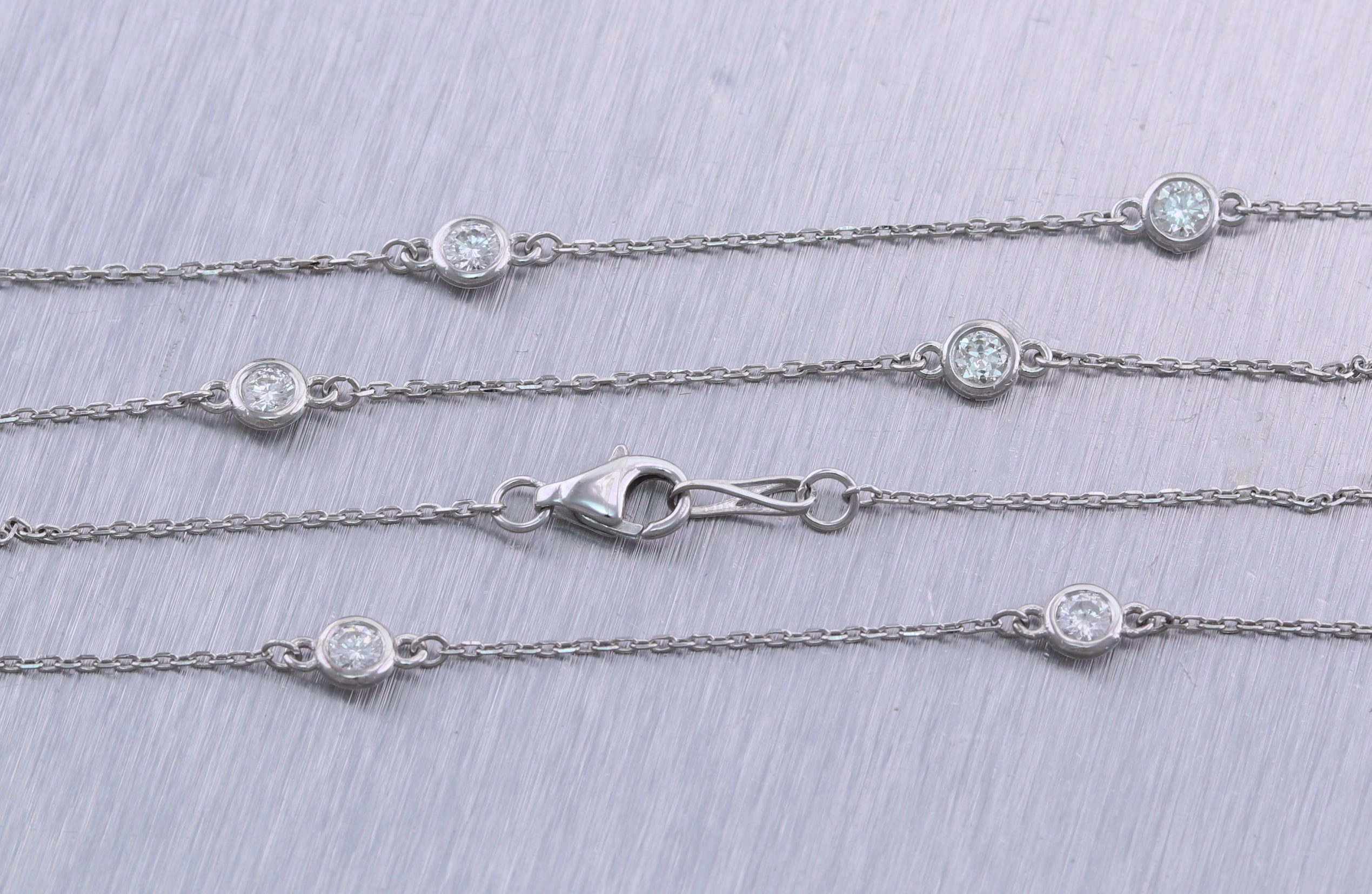 Modern 14k White Gold 1.01ctw Diamonds By The Yard 18" Necklace