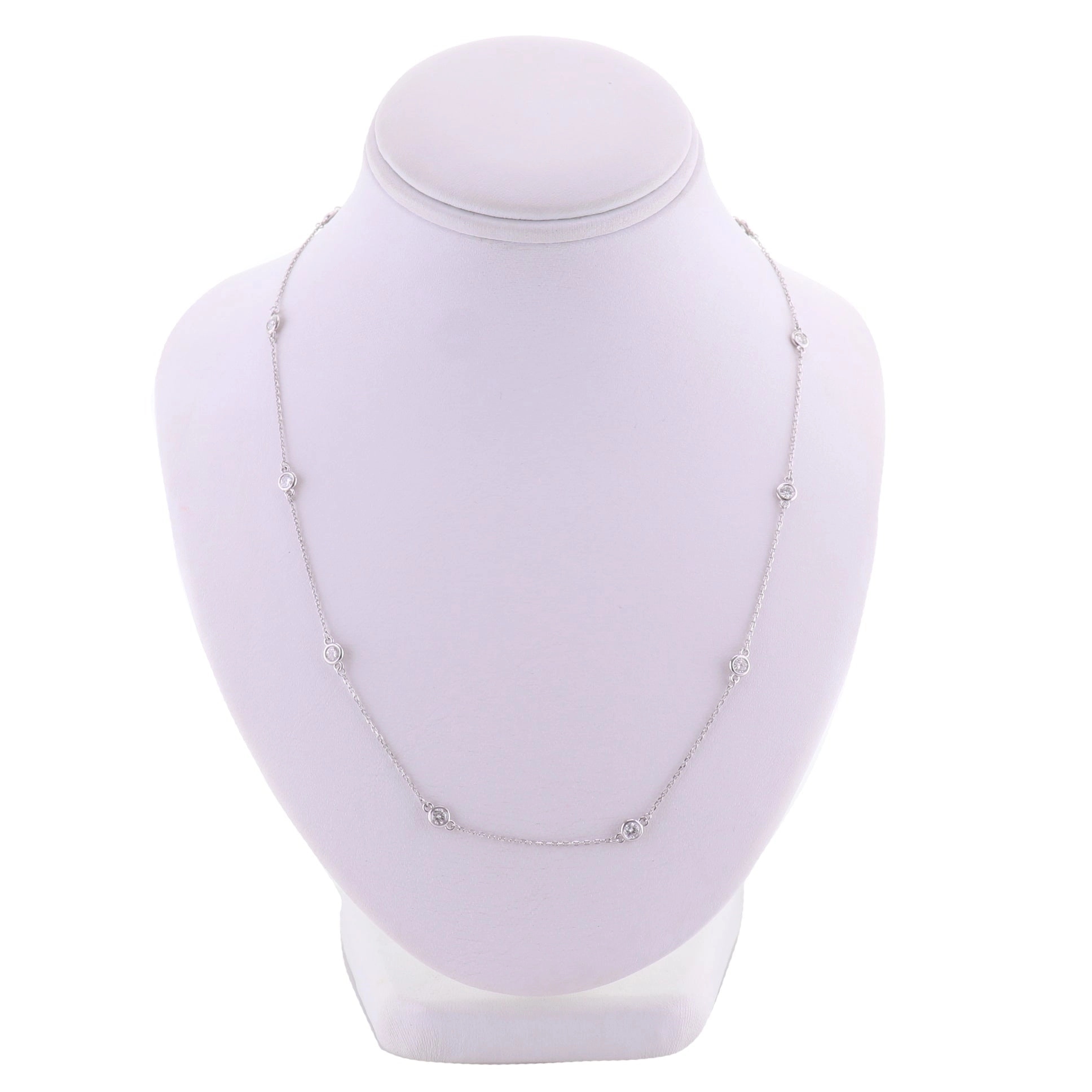 Modern 14k White Gold 1.01ctw Diamonds By The Yard 18" Necklace