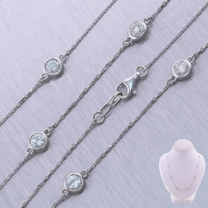 Modern 14k White Gold 1.80ctw Diamonds By The Yard 18" Necklace