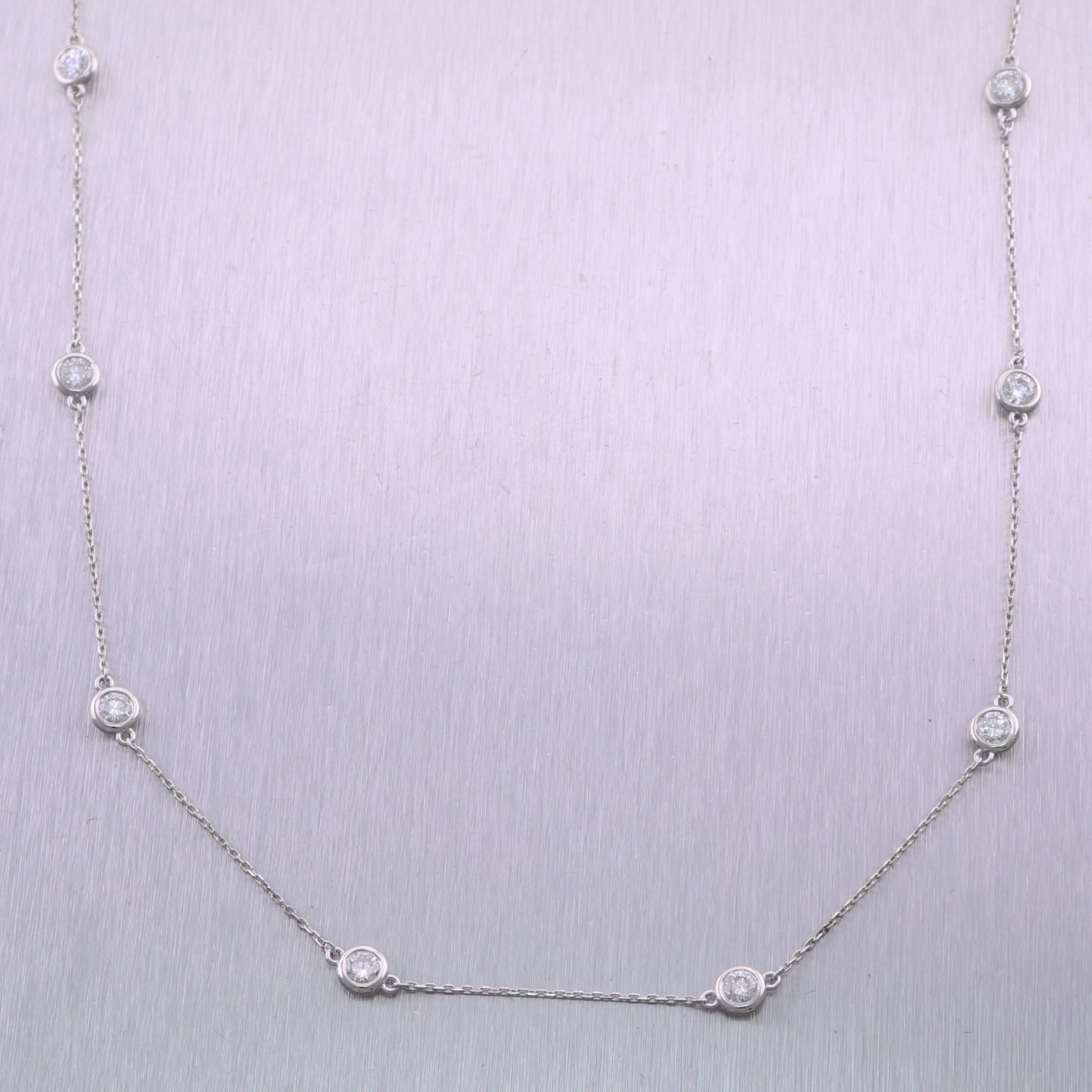 Modern 14k White Gold 1.80ctw Diamonds By The Yard 18" Necklace