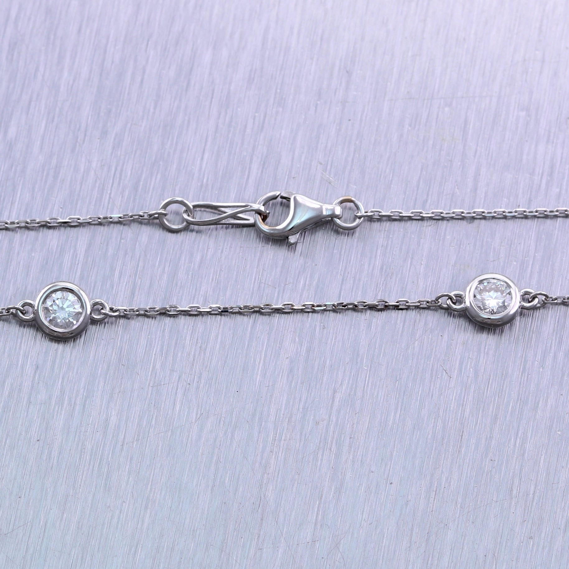 Modern 14k White Gold 1.80ctw Diamonds By The Yard 18" Necklace