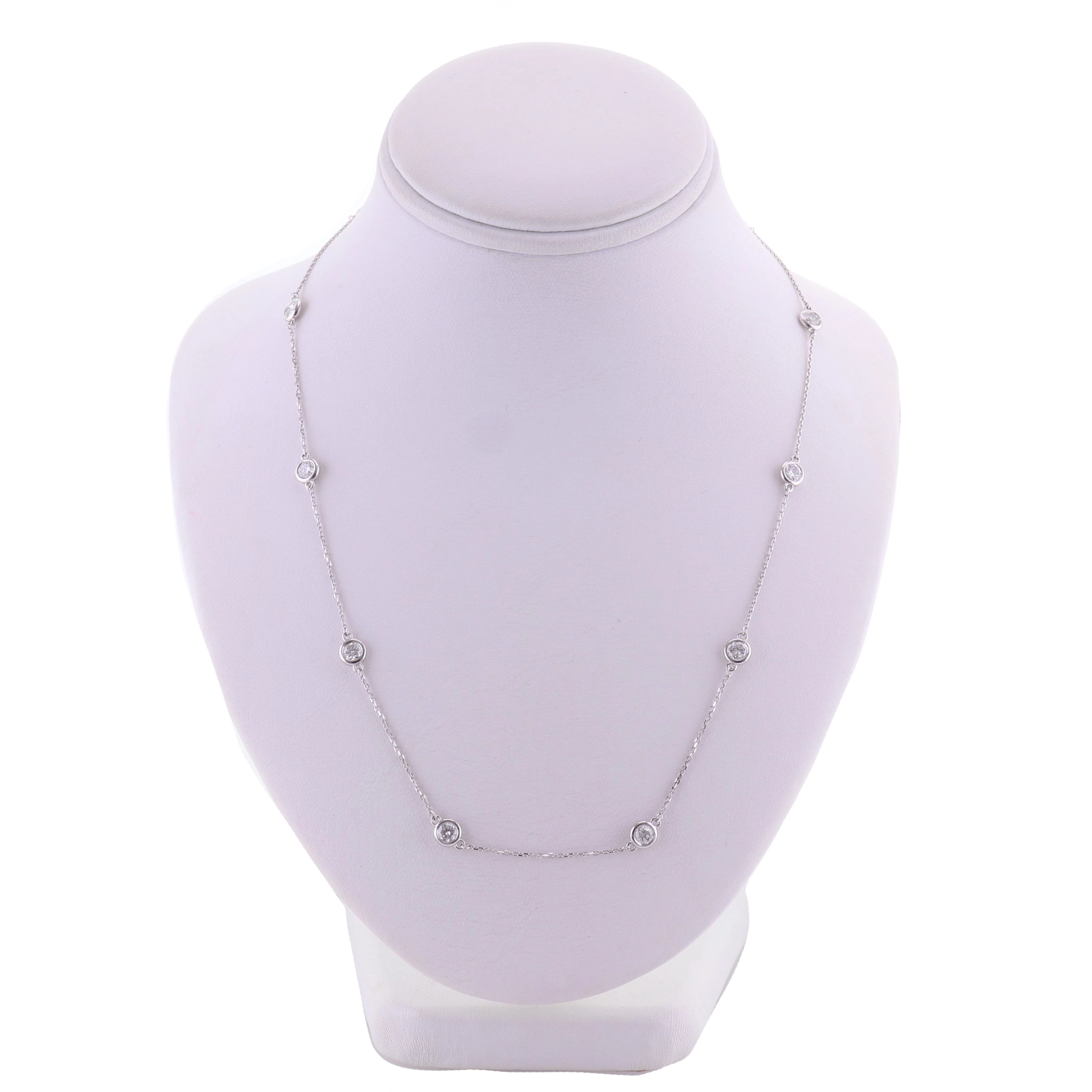 Modern 14k White Gold 1.80ctw Diamonds By The Yard 18" Necklace
