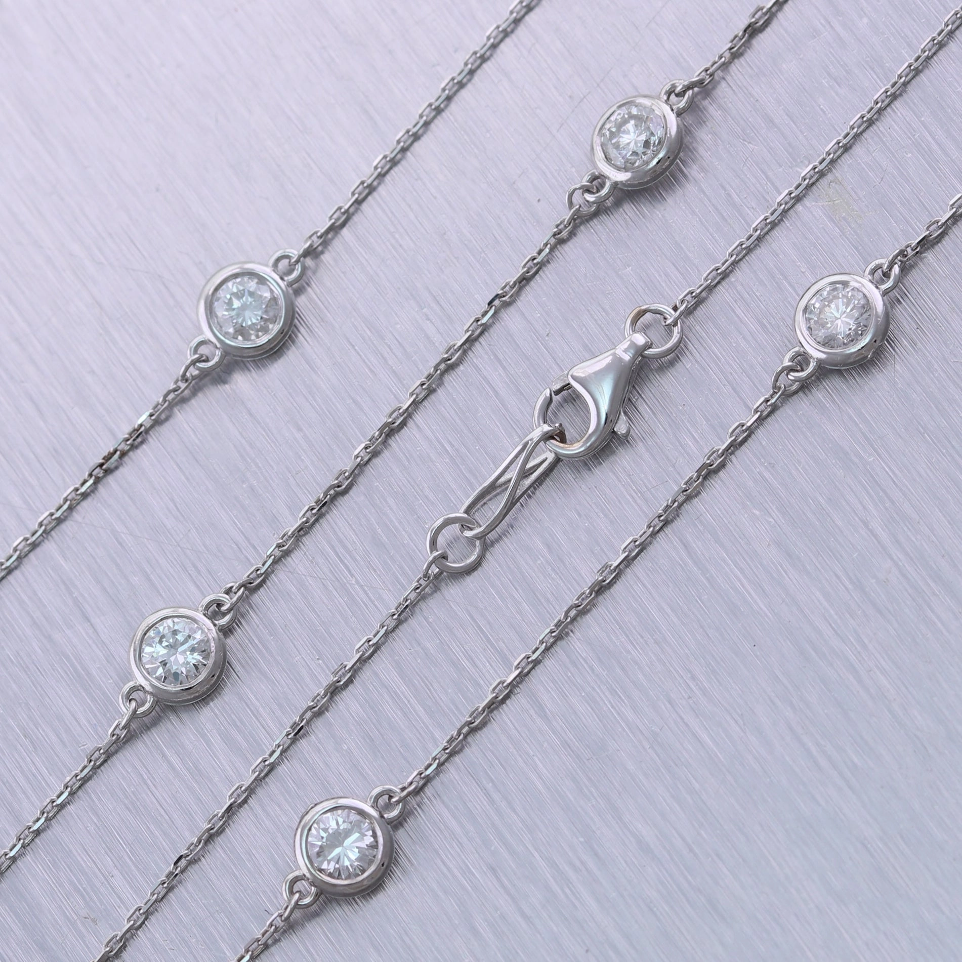 Modern 14k White Gold 1.80ctw Diamonds By The Yard 18" Necklace