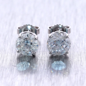 Modern 14k White Gold 2.21ctw G-H SI2 Diamond Stud Earrings