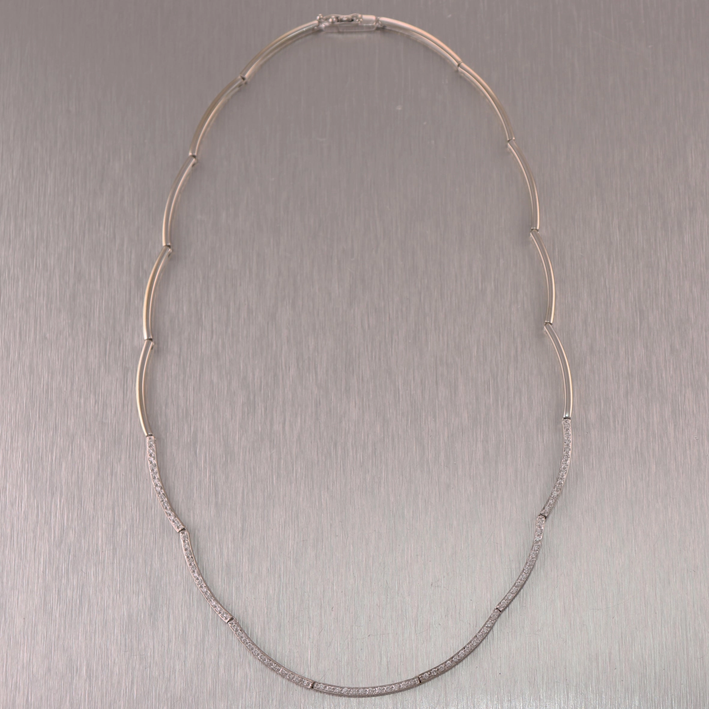 Modern 18k White Gold 0.50ctw Diamond Choker 15" Necklace