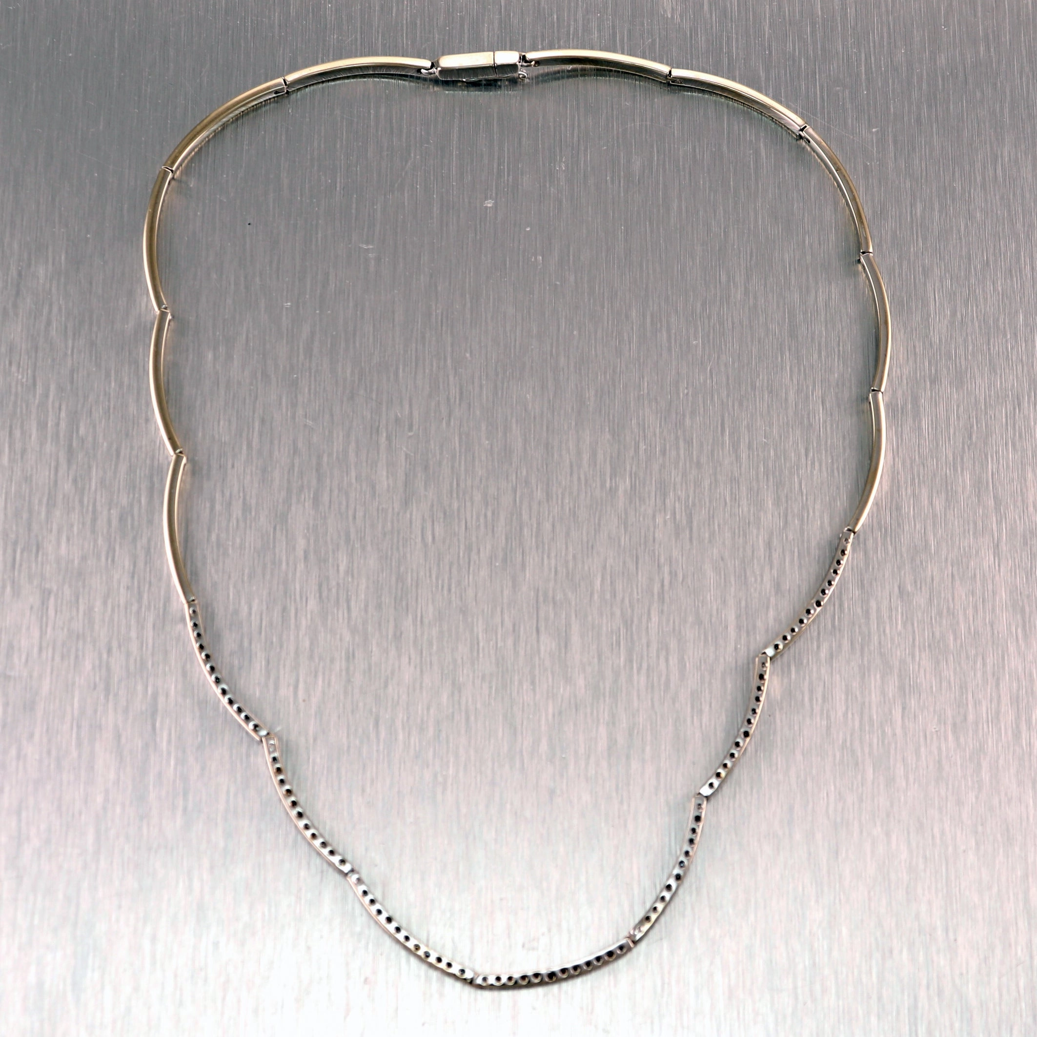 Modern 18k White Gold 0.50ctw Diamond Choker 15" Necklace