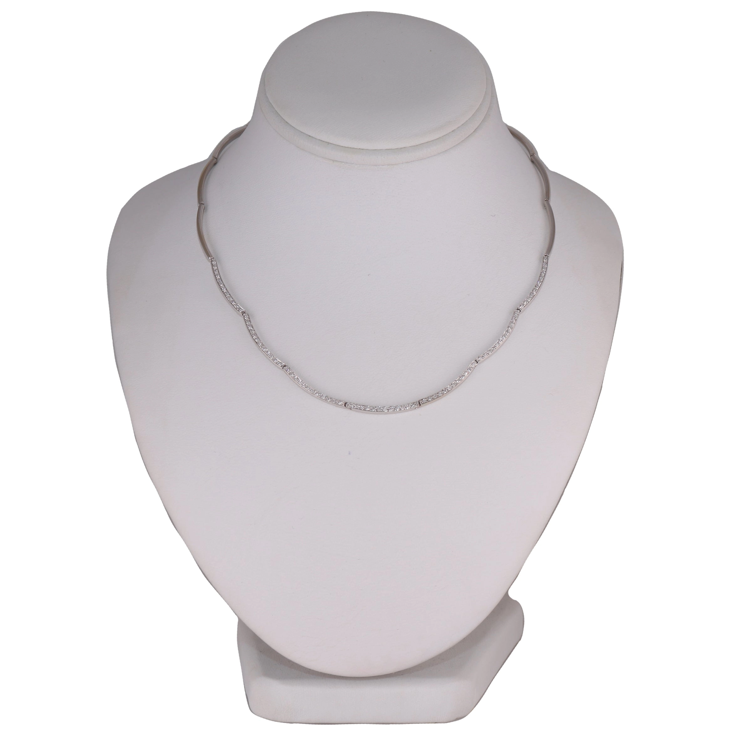 Modern 18k White Gold 0.50ctw Diamond Choker 15" Necklace