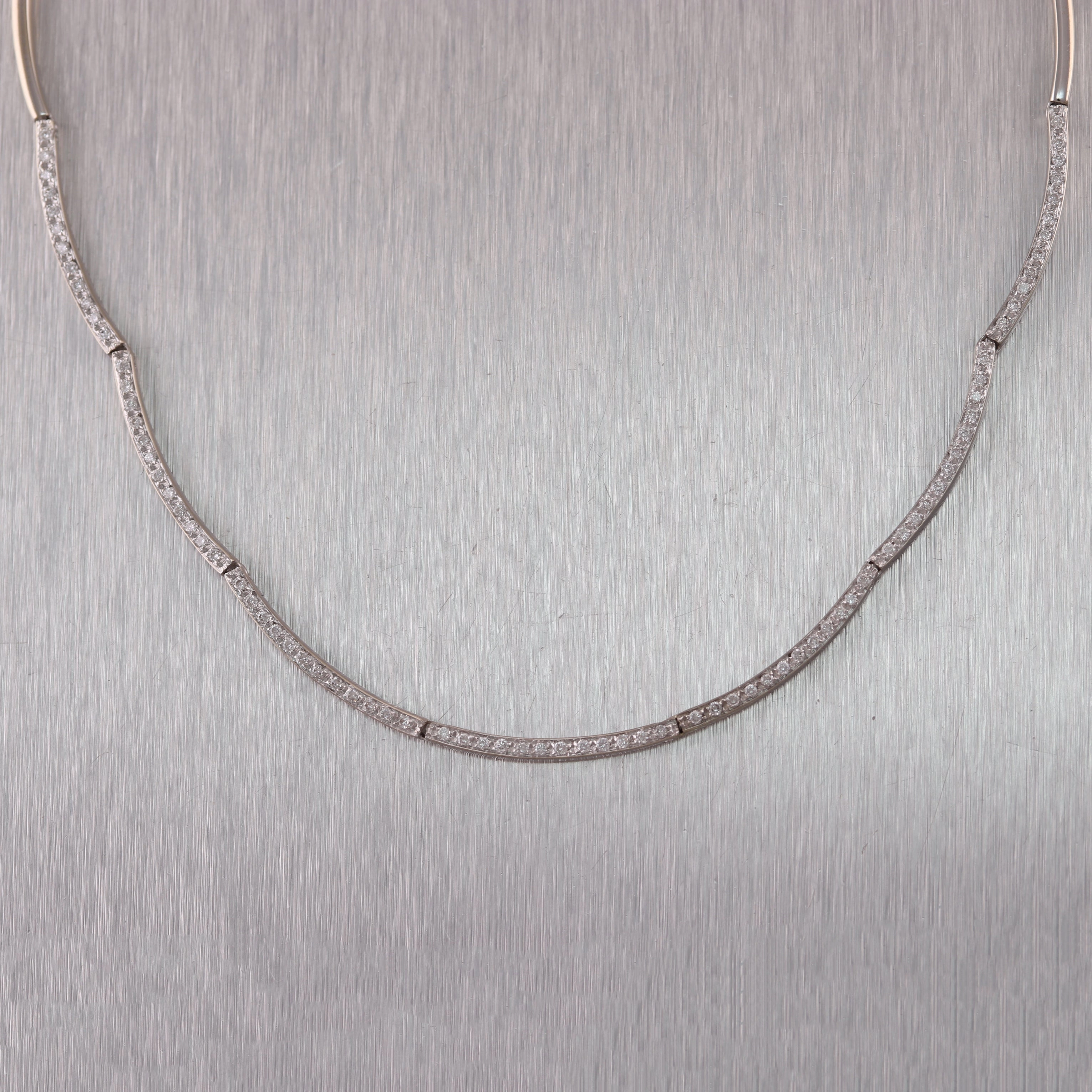 Modern 18k White Gold 0.50ctw Diamond Choker 15" Necklace