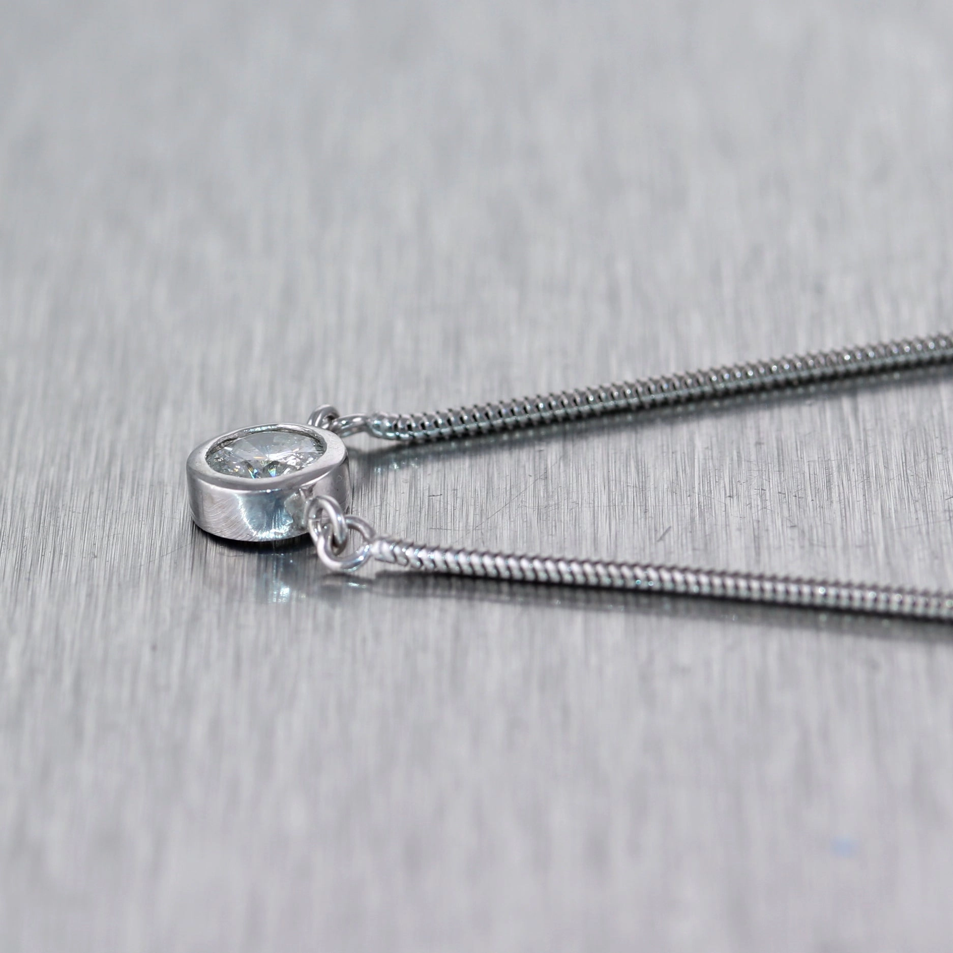 Modern Platinum 0.75ct Solitaire Diamond 19" Necklace