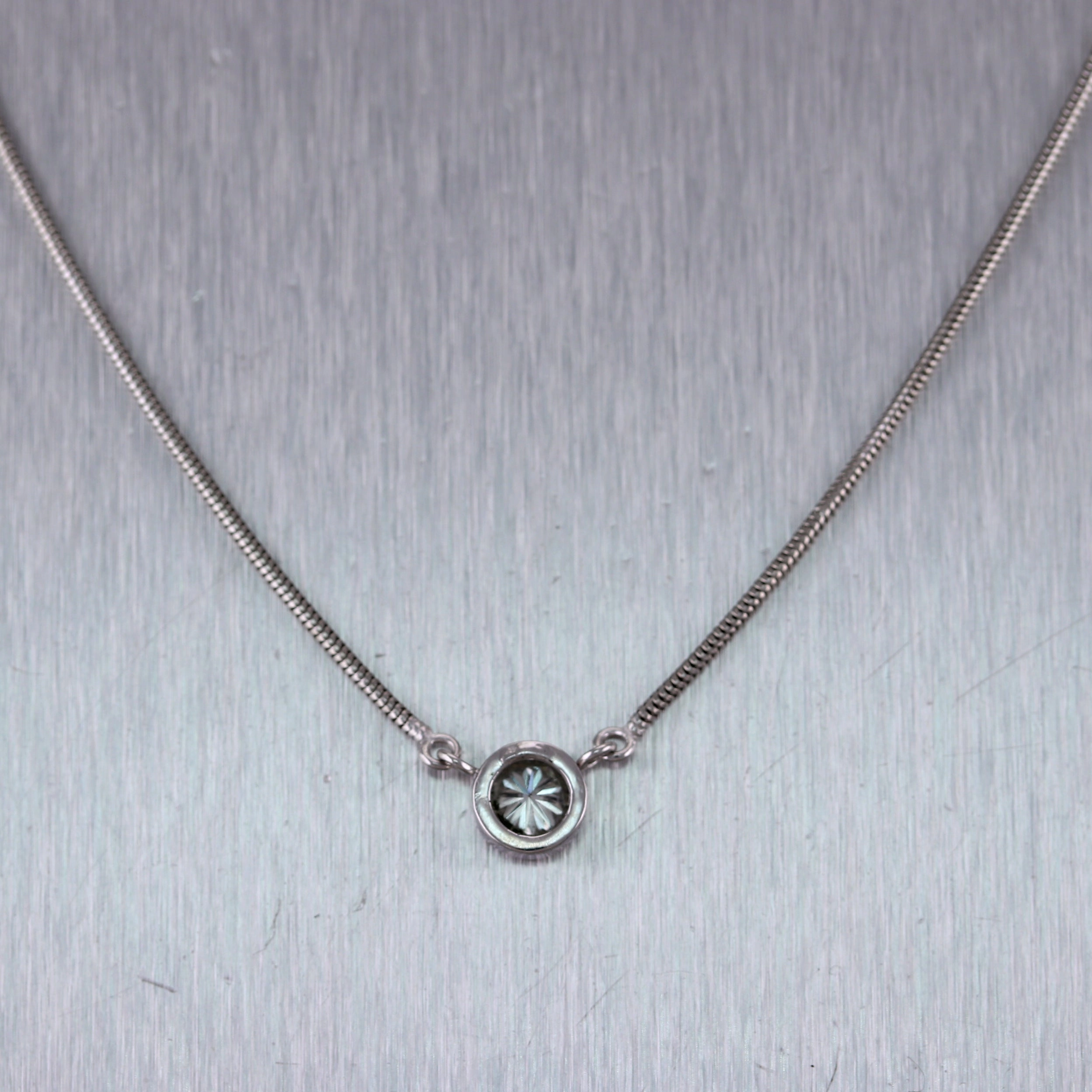 Modern Platinum 0.75ct Solitaire Diamond 19" Necklace