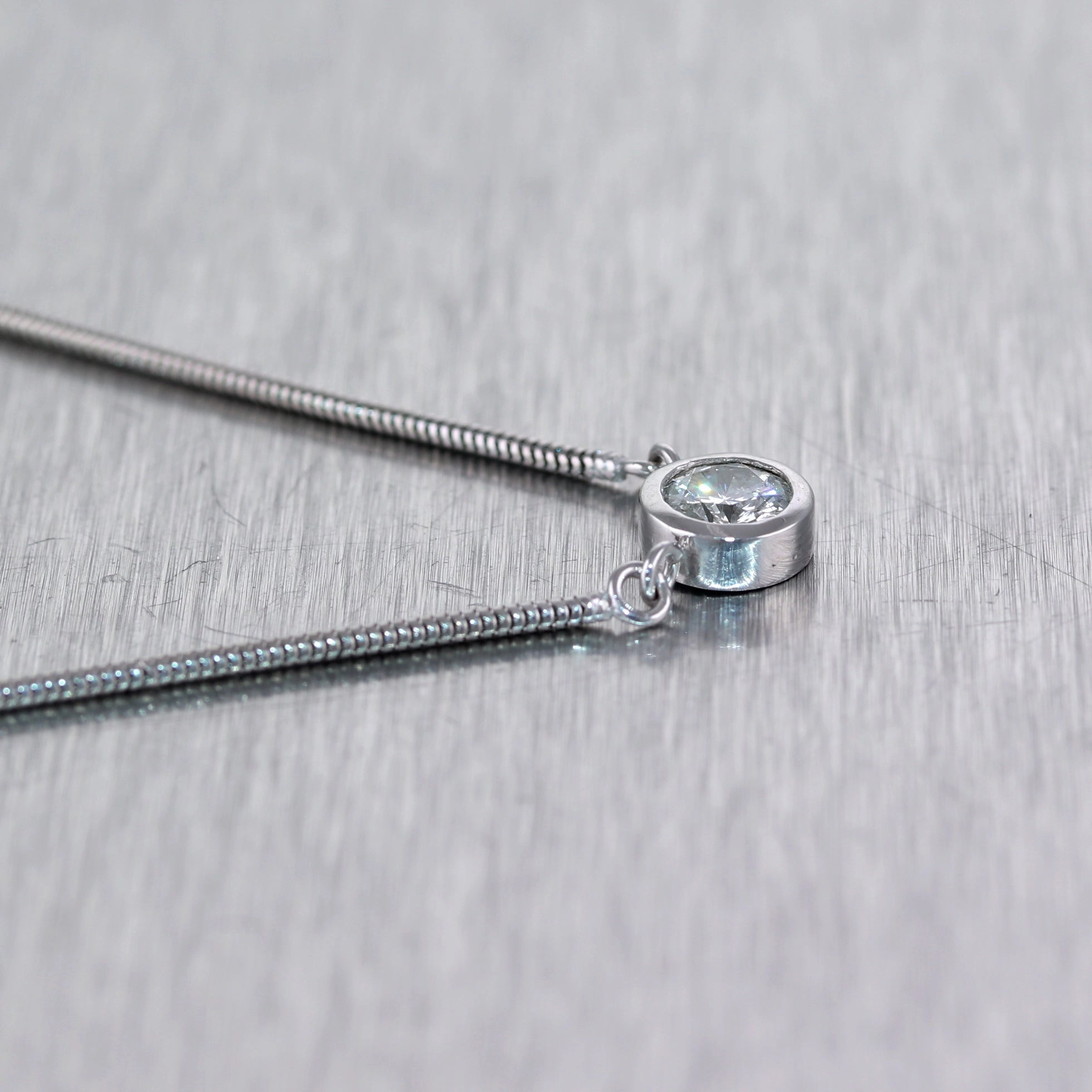 Modern Platinum 0.75ct Solitaire Diamond 19" Necklace