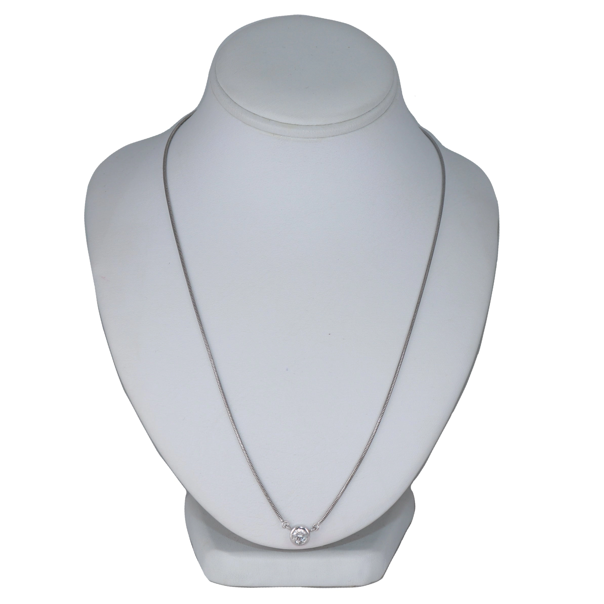 Modern Platinum 0.75ct Solitaire Diamond 19" Necklace