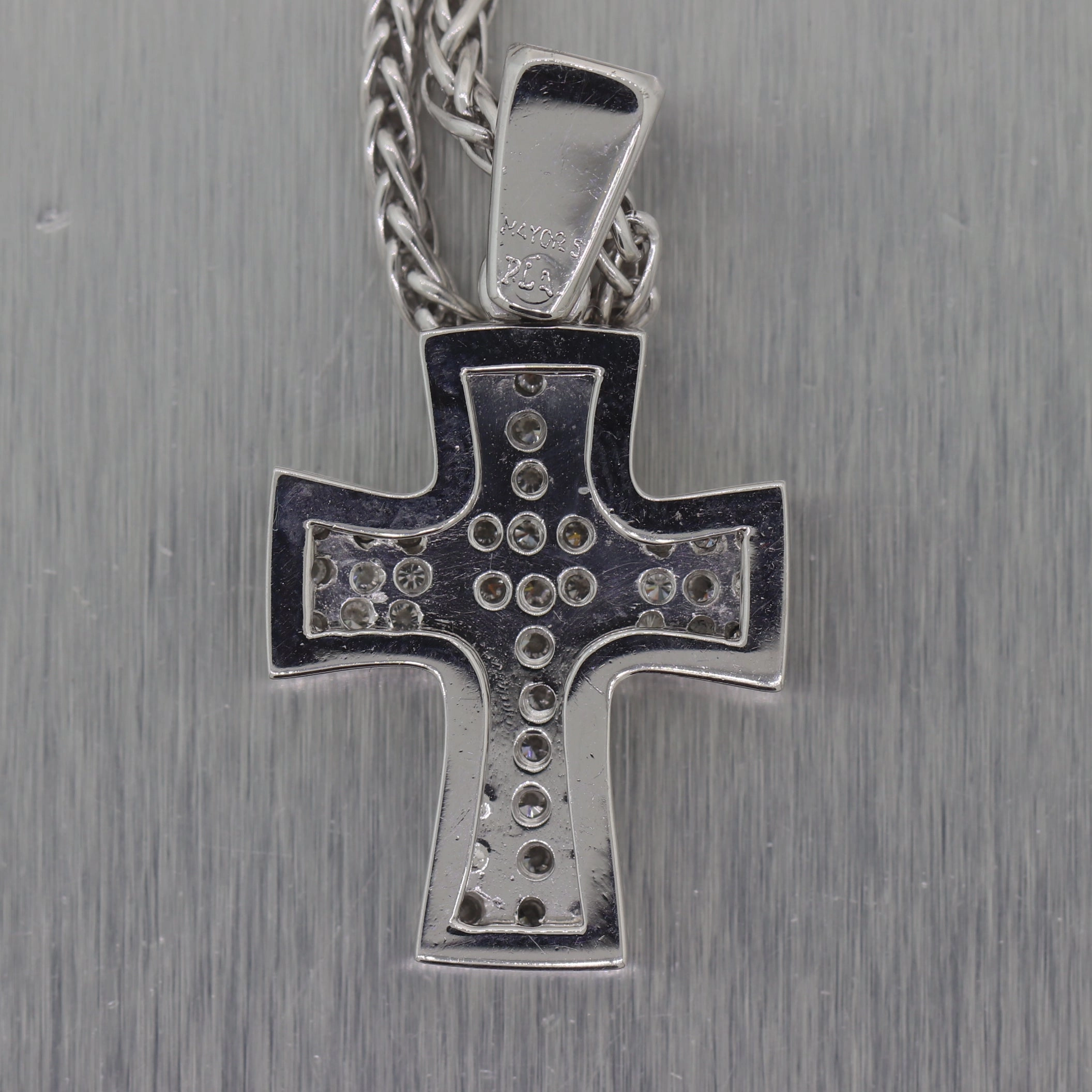 Modern Platinum 2ctw Diamond Cross Pendant 17" Necklace