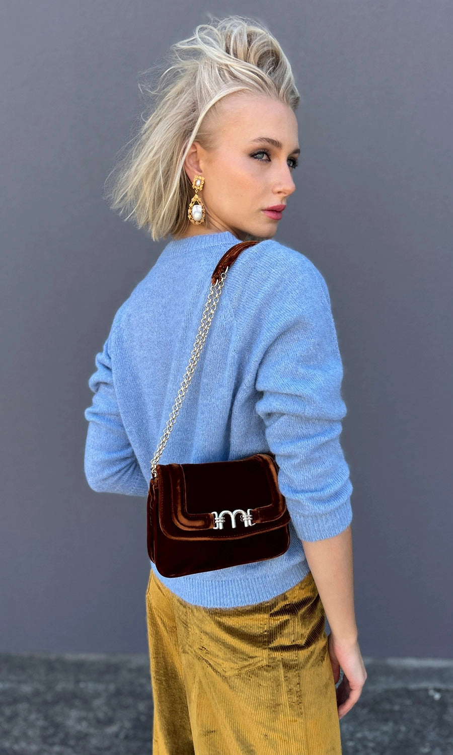 Momoni Kyo Alpaca/Lurex Sweater - Light Blue