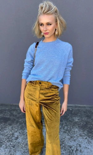 Momoni Kyo Alpaca/Lurex Sweater - Light Blue