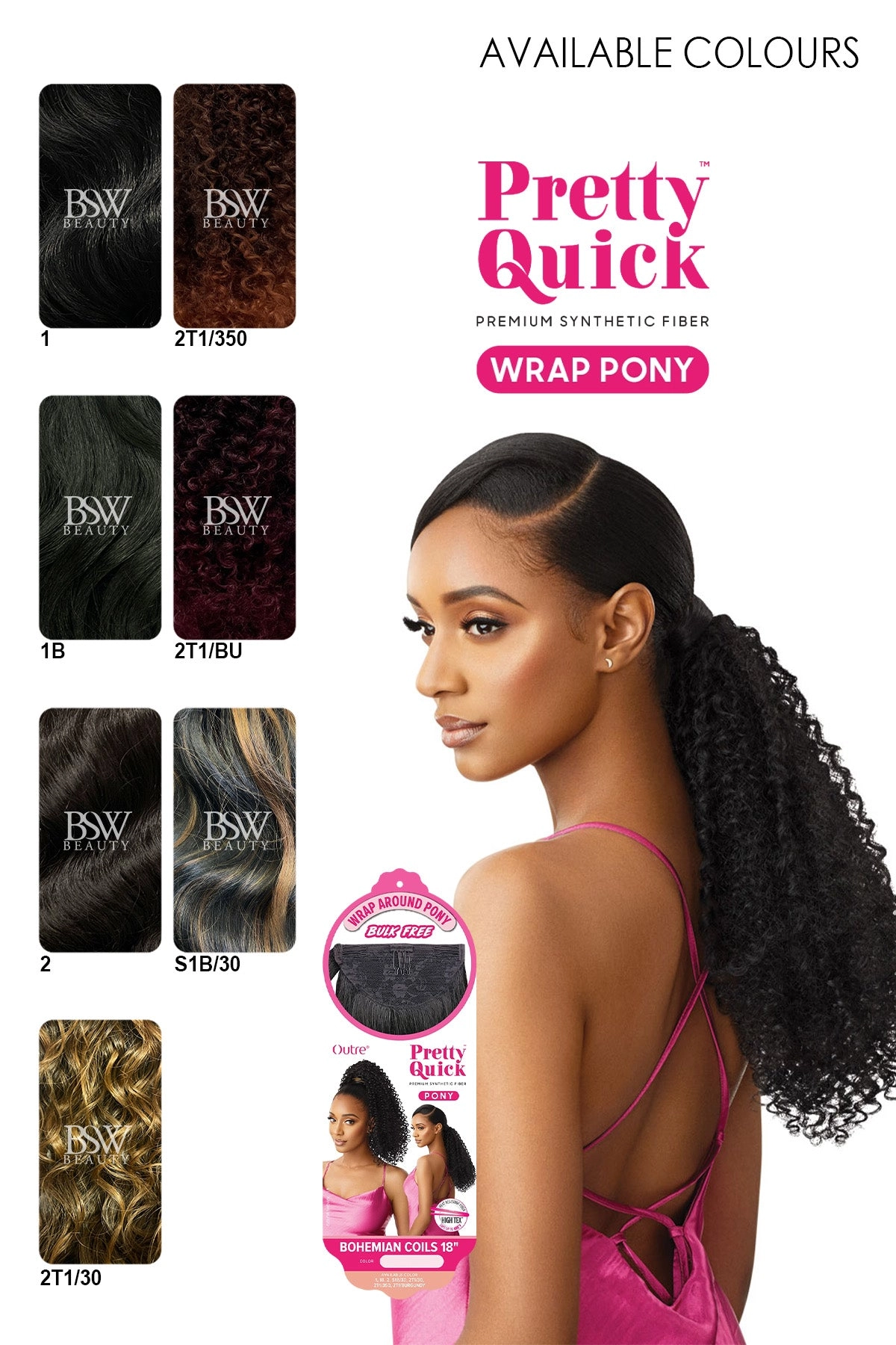 OUTRE PRETTY QUICK WRAP PONYTAIL - BOHEMIAN COILS 18"