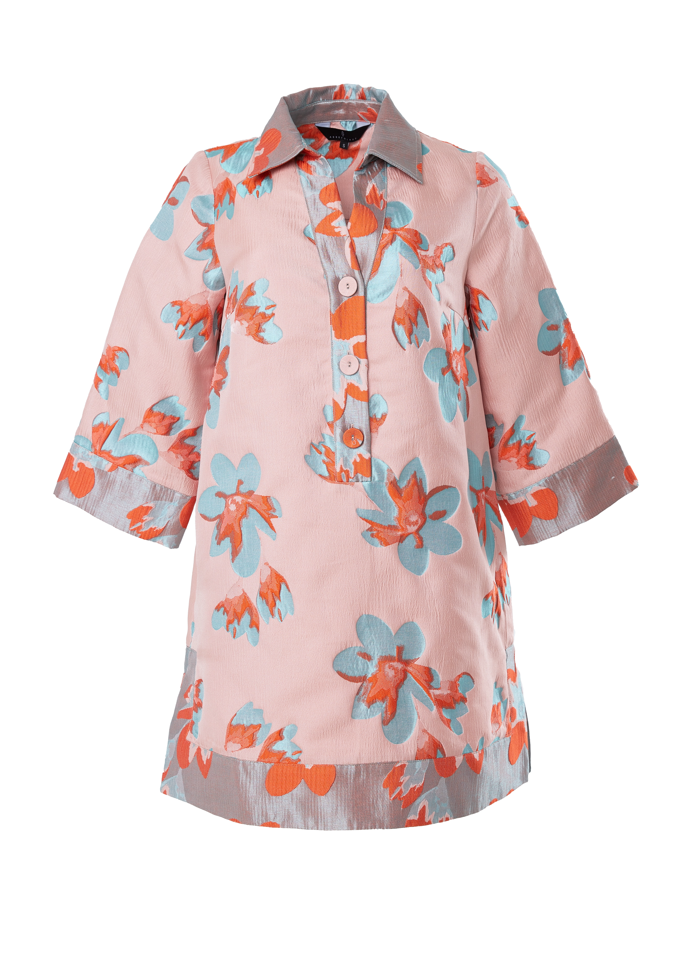 Piper Caftan Pink Plumeria Jacquard