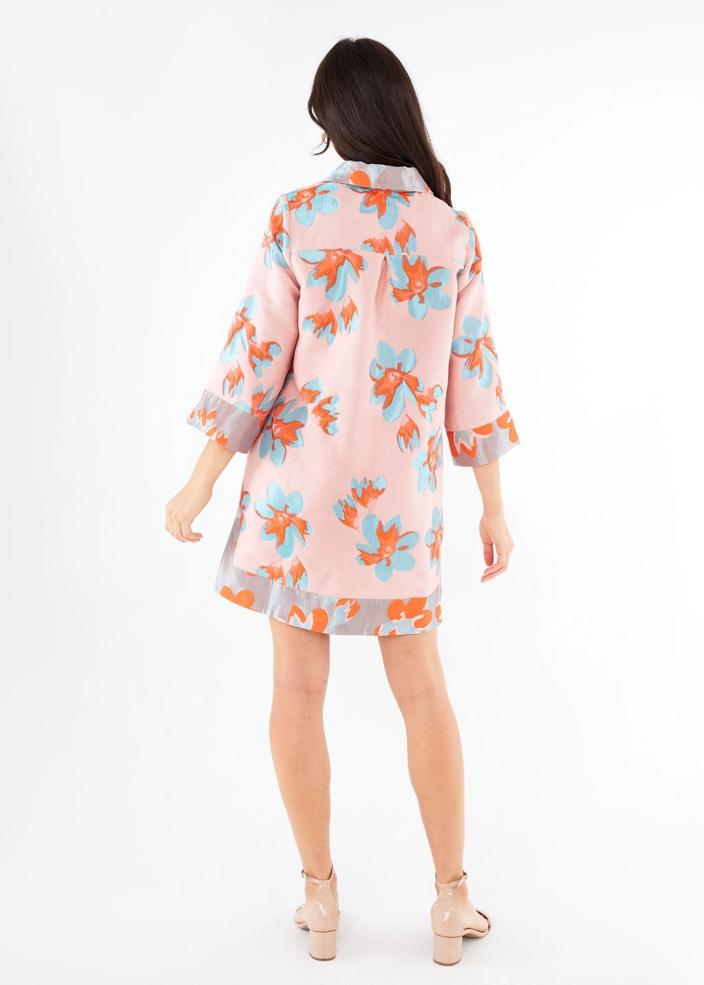 Piper Caftan Pink Plumeria Jacquard