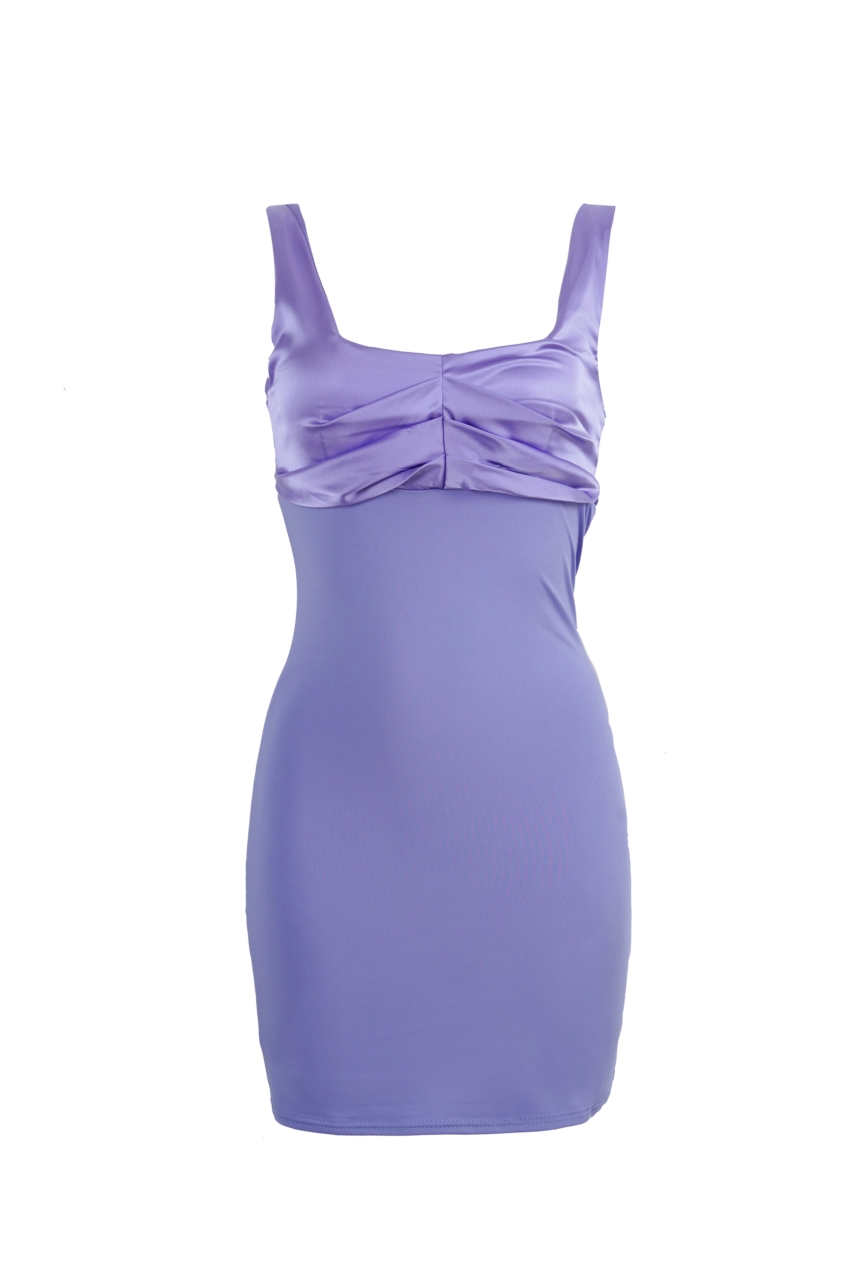 Purple Solid Straps Folds Draped Patchwork Mini Dress