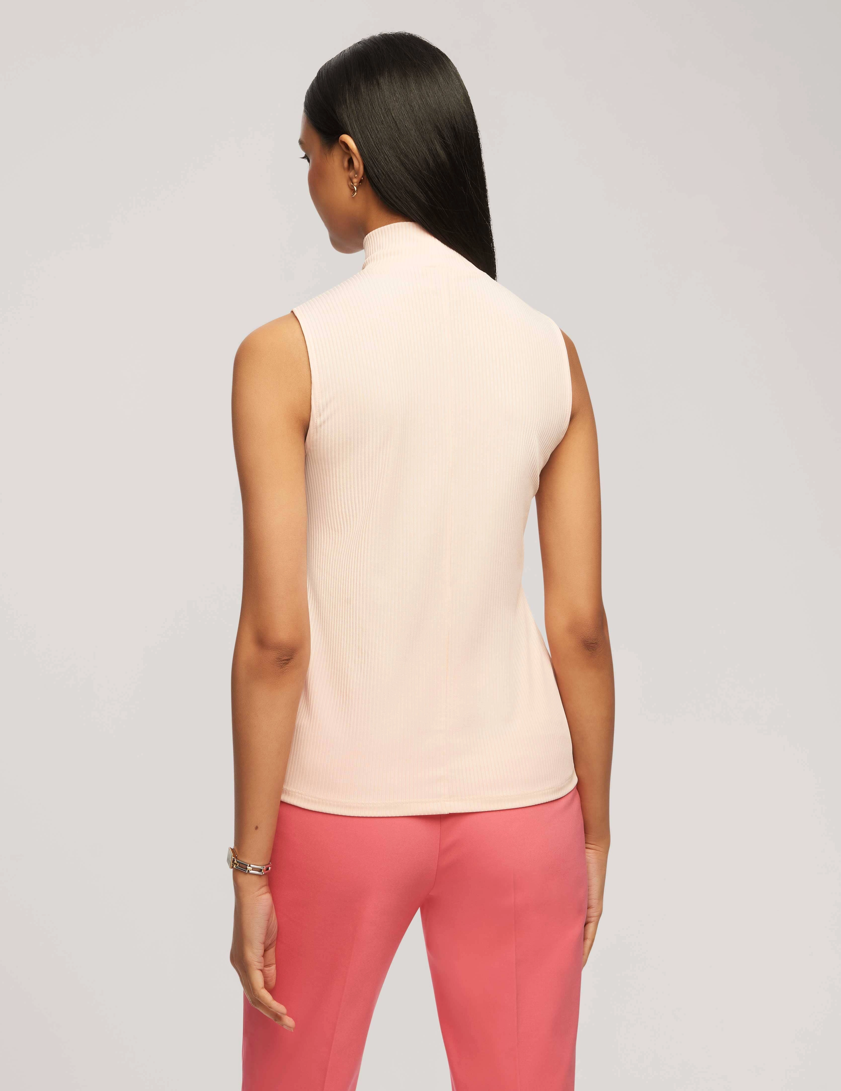 Rib Knit Seamed Mock Neck Shell- Sale