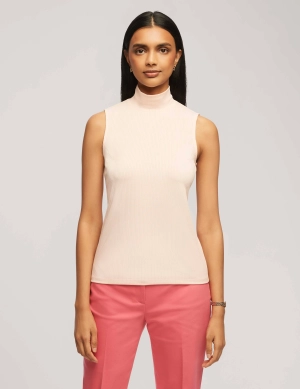 Rib Knit Seamed Mock Neck Shell- Sale