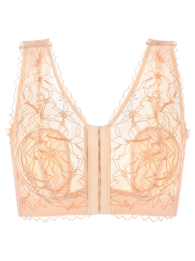 Seamless Front Closure Rabbits Ear Padded Wireless Bra
