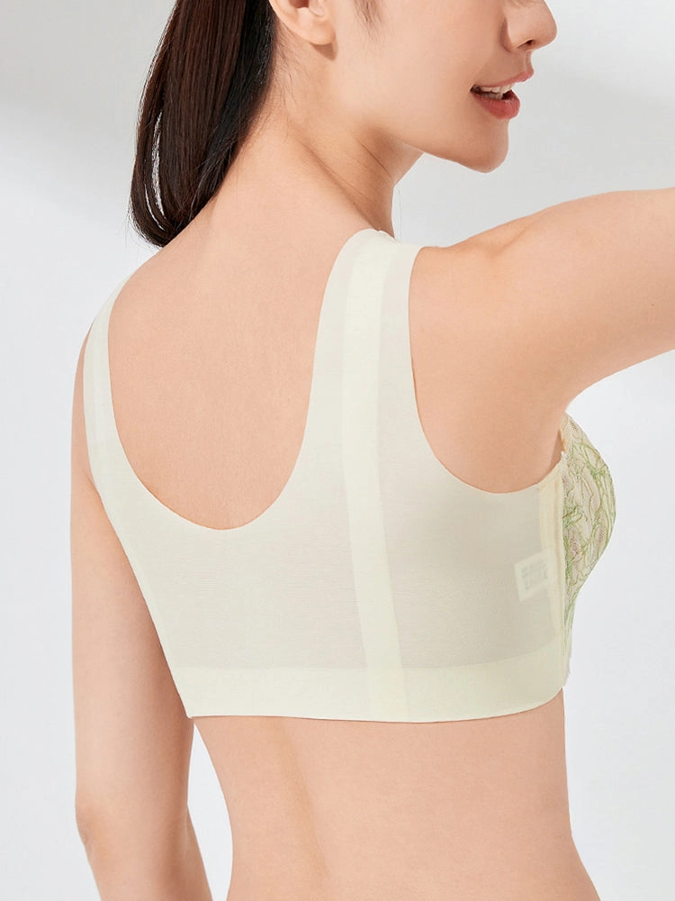 Seamless Front Closure Rabbits Ear Padded Wireless Bra