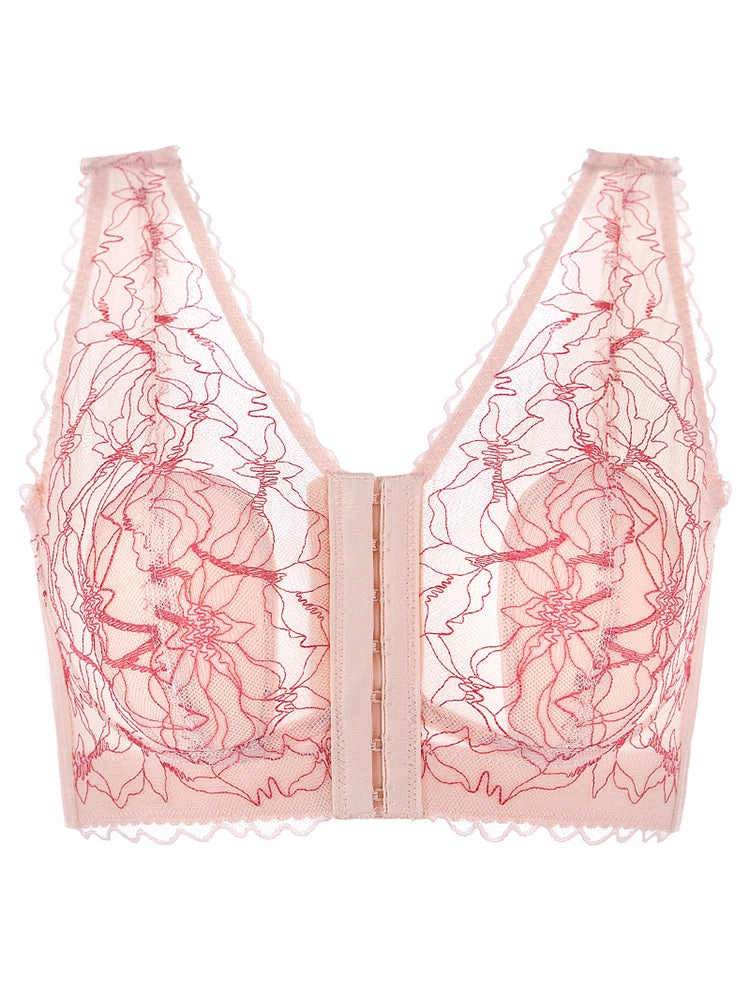 Seamless Front Closure Rabbits Ear Padded Wireless Bra