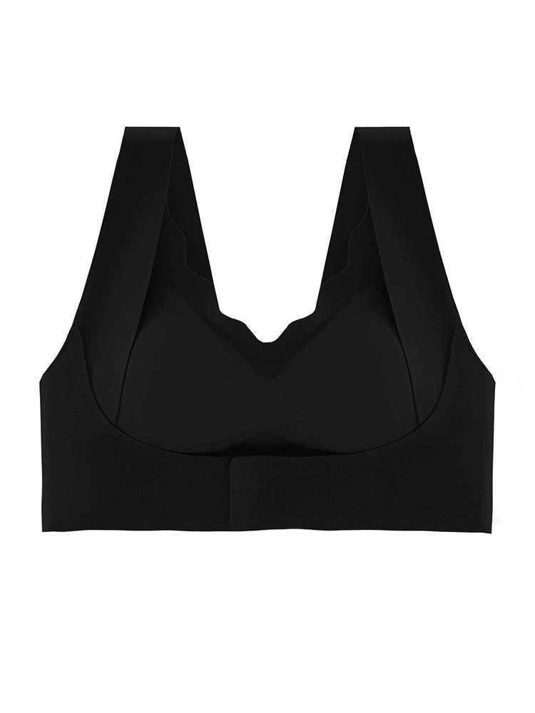 Seamless Front-Closure Support Bra with Scalloped Edge