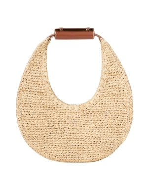STAUD Moon Raffia Tote Bag