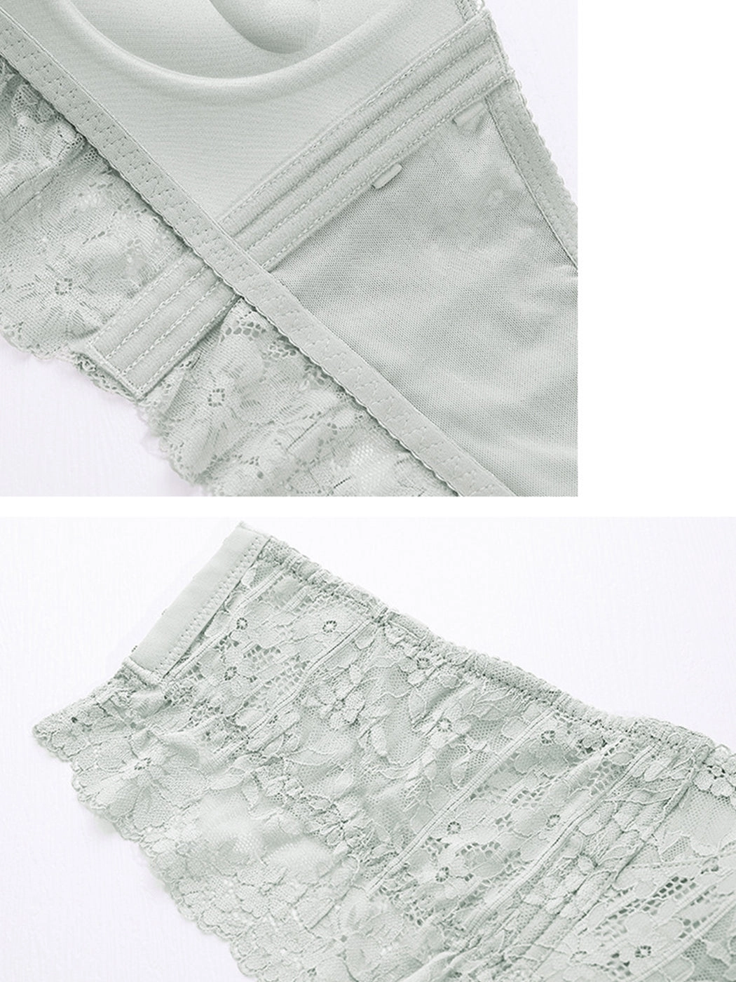 Thin Lace Strapless Bandeau Style Wire-Free Bra with Anti-Slip Design
