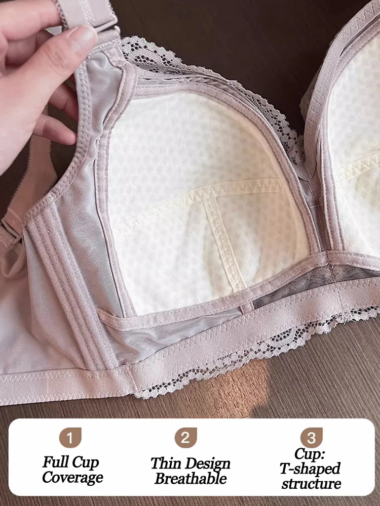 Thin Wire-Free Minimizing Bra with Side Support