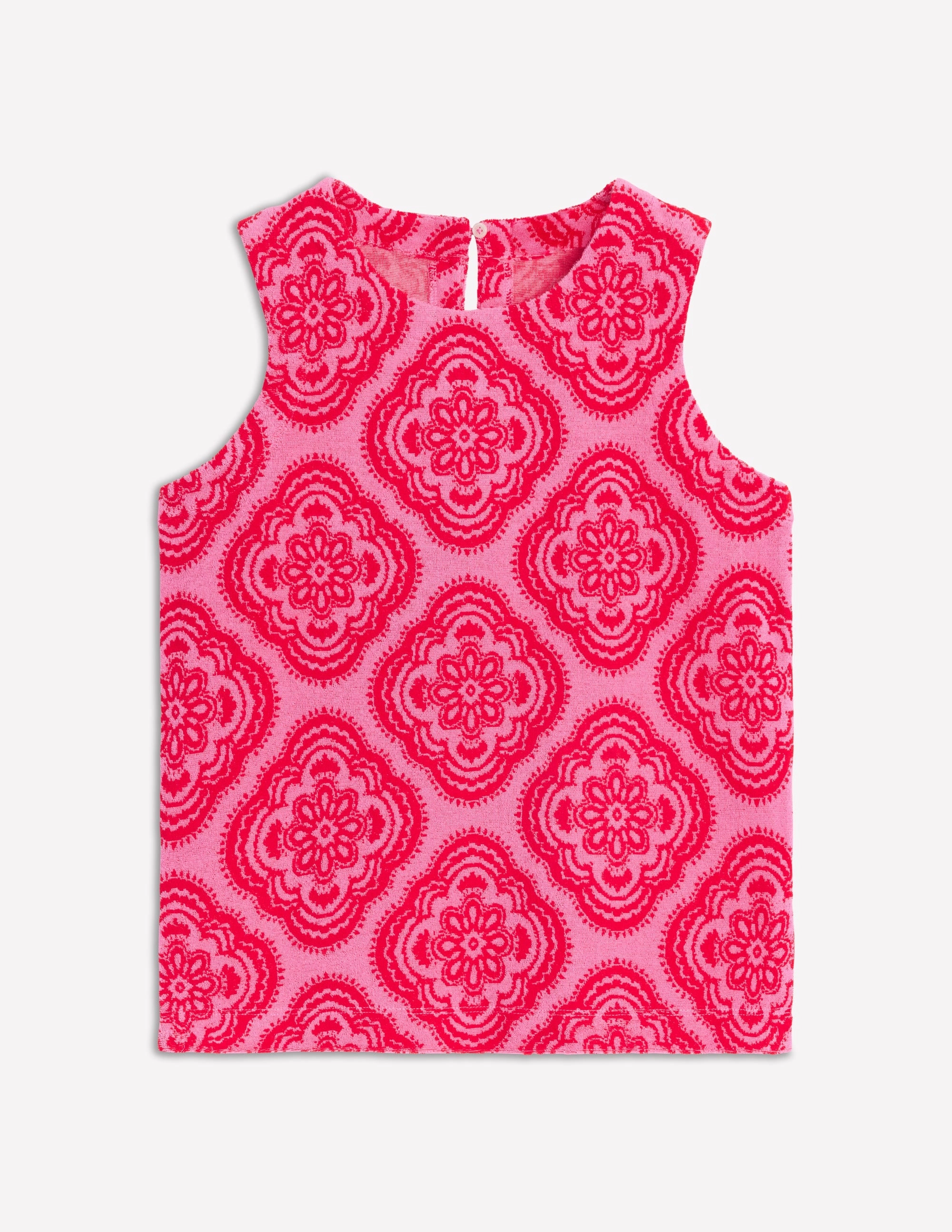 Towelling Vest-Pink Rose. Botanic Blush
