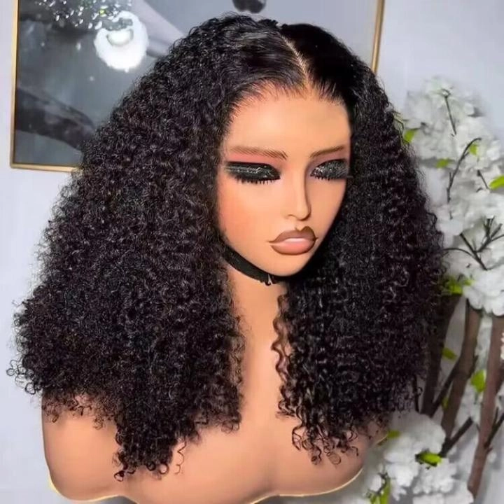 Tuneful Ready To Wear Glueless 6x5 Pre-Bleached Pre-Cut Pre-Plucked Lace Human Hair Kinky Curly Wigs