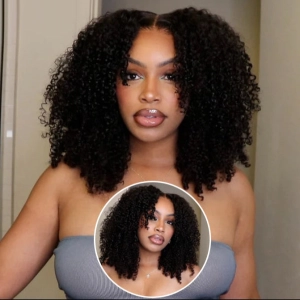 Tuneful Ready To Wear Glueless 6x5 Pre-Bleached Pre-Cut Pre-Plucked Lace Human Hair Kinky Curly Wigs