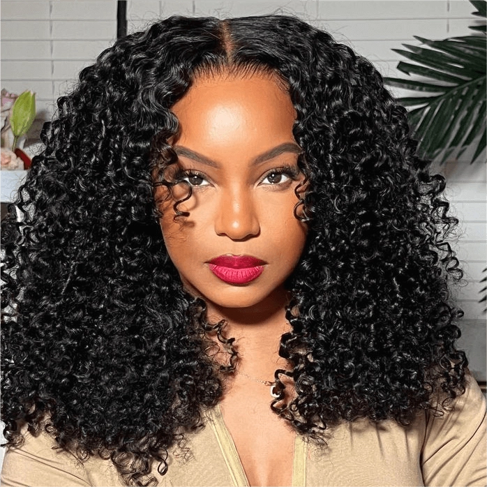 Tuneful Ready To Wear Glueless 6x5 Pre-Bleached Pre-Cut Pre-Plucked Lace Human Hair Kinky Curly Wigs