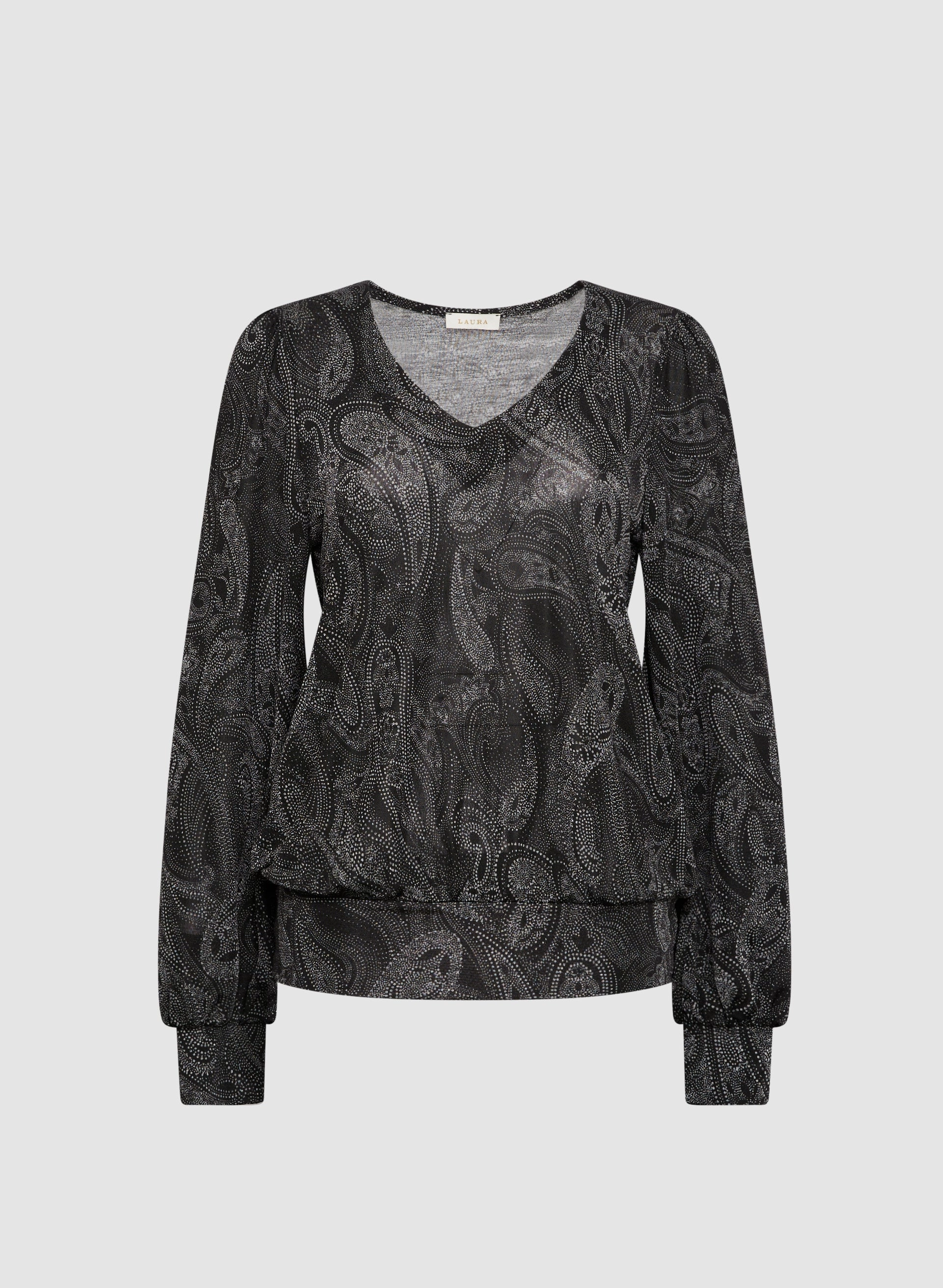 V-Neck Paisley Print Top