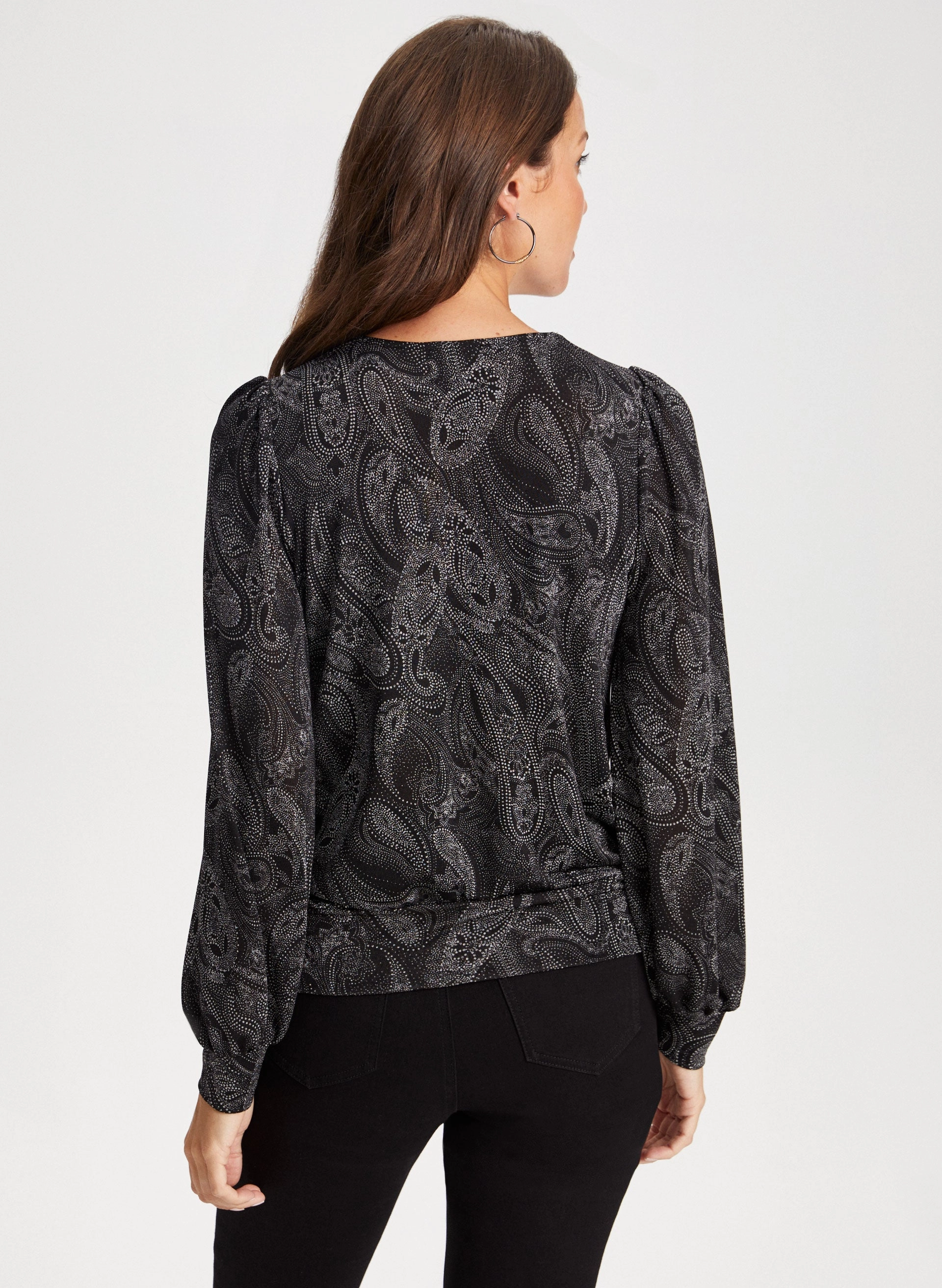 V-Neck Paisley Print Top