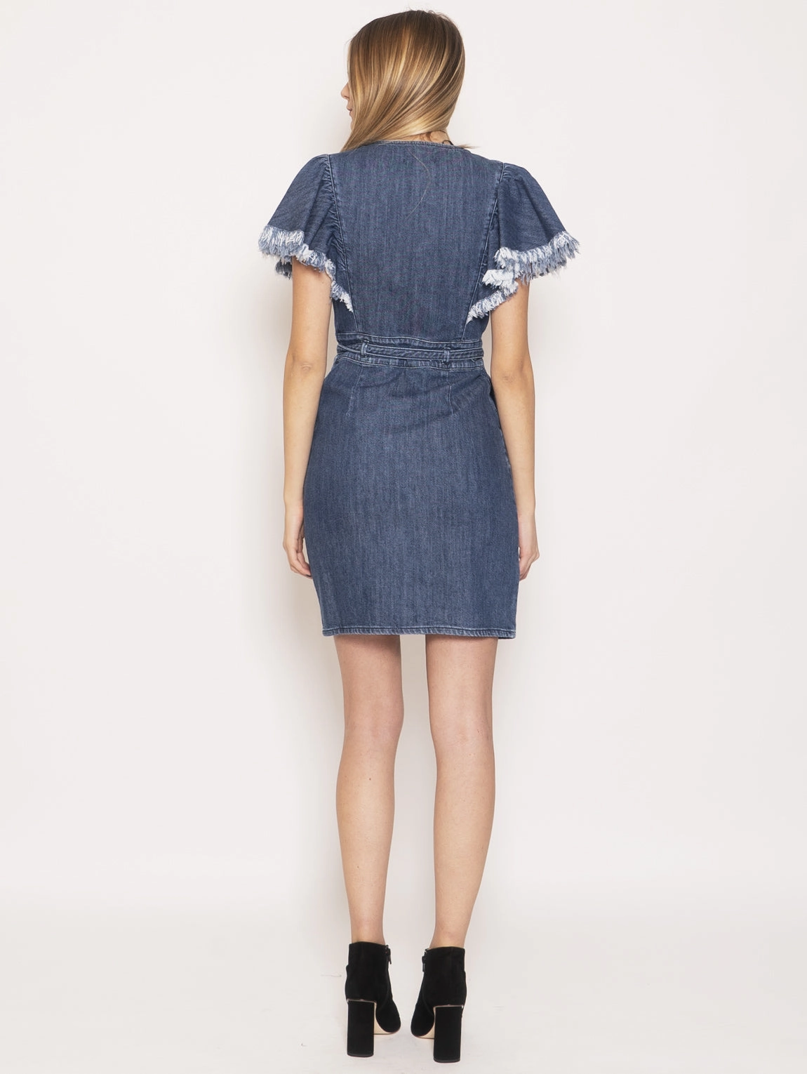 V-neck dress with Blue Allison belt